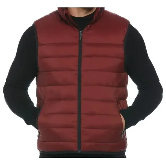Perry Ellis Mens Lightweight Puffer Vest - Mens Medium - Russet Brown - NWT - Picture 8 of 8